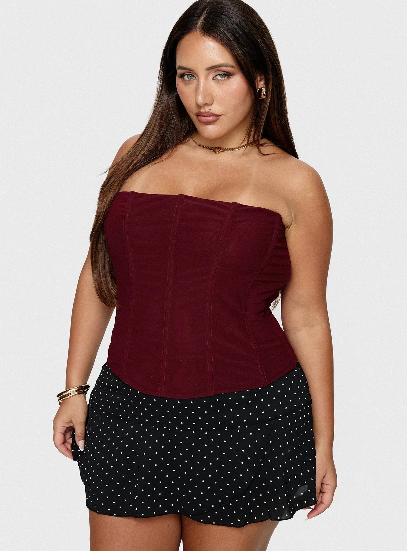 Sonsie Mini Skirt Black White Polka Curve