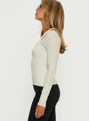Ceyla Layered Long Sleeve Top White Stripe