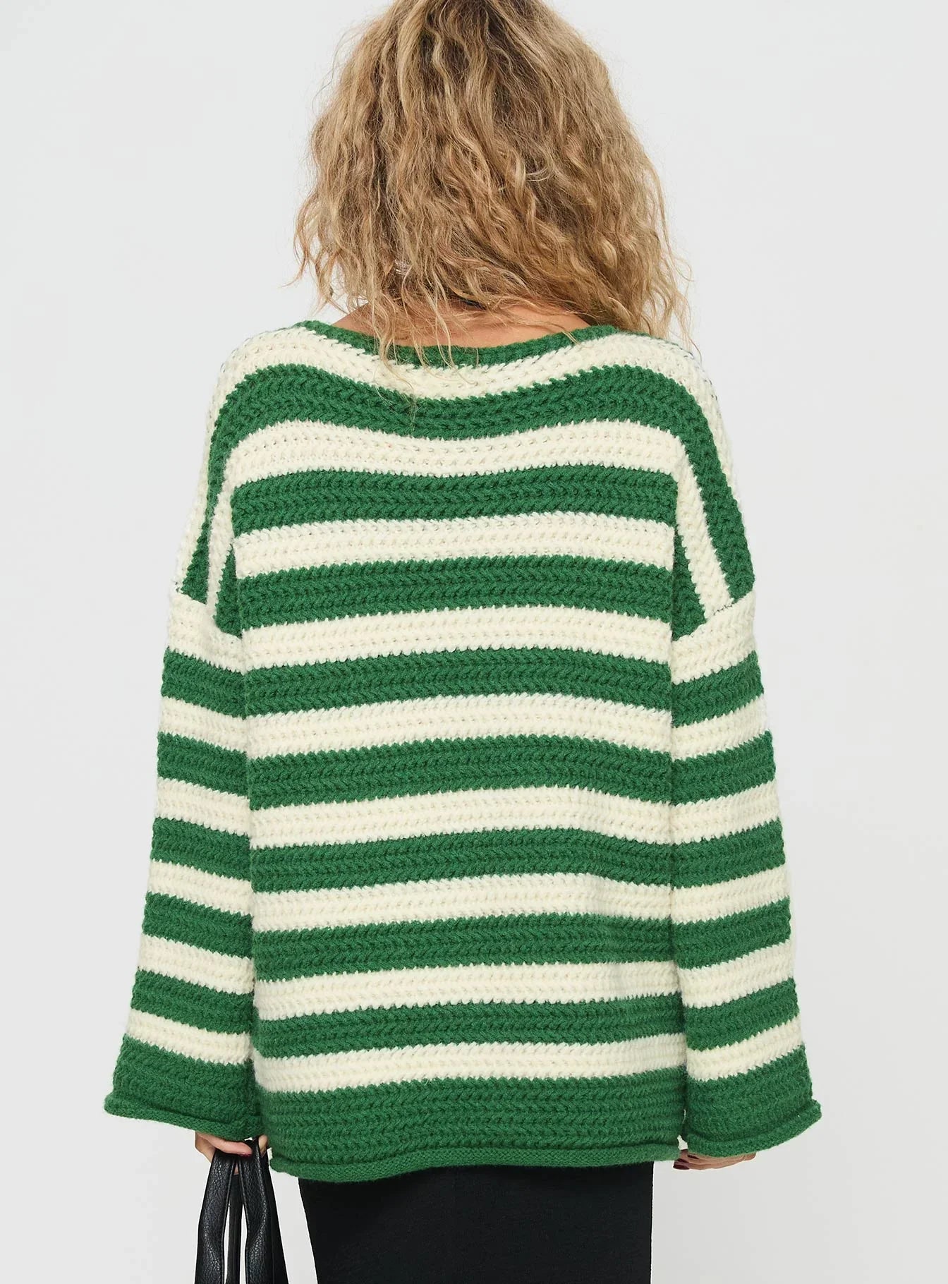 Brando Knit Sweater Green Cream Stripe