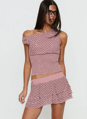 Ready To Party Frill Skort Pink Black Polka