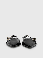Billini Hettie Pointed Toe Flats Black Patent