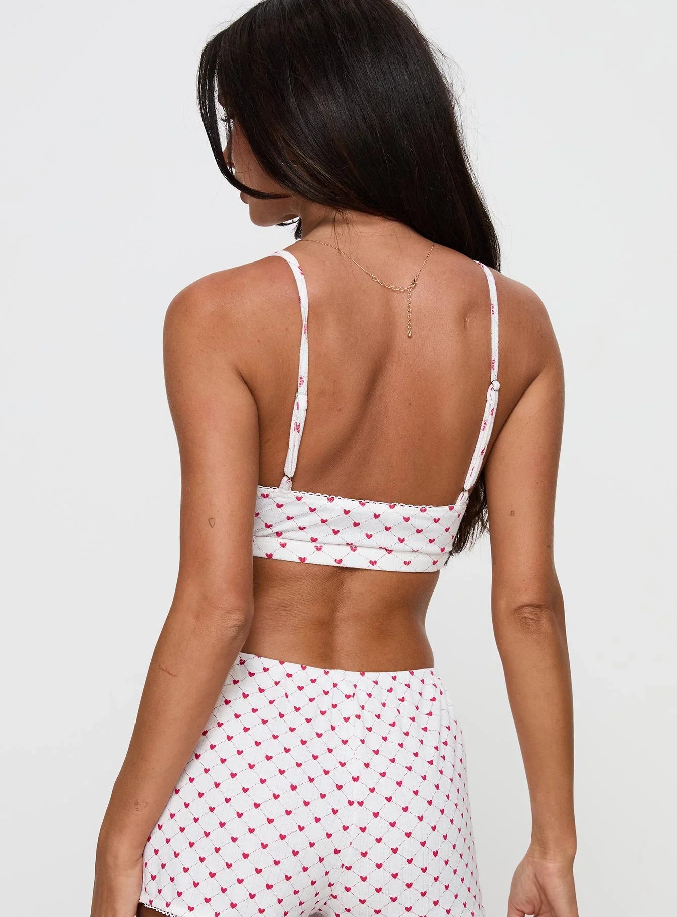 Slumber Pointelle Sleep Bralette White Red