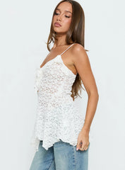 Medinilla Ruffle Tie Front Top White Lace