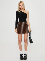 Selby Mini Skirt Brown Polka Dot