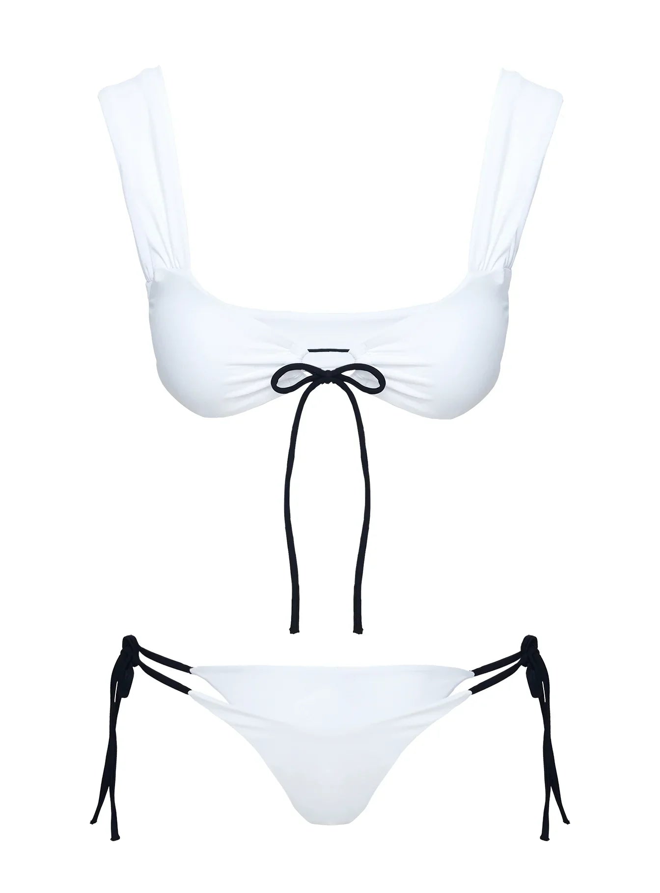 Missie Tie Side Bikini Bottoms White Black