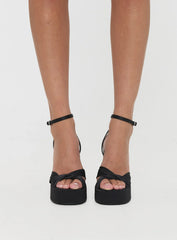 Everlasting Satin Platform Heels Black