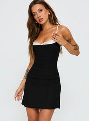 Renaissance Corset Lace Mini Dress Black White