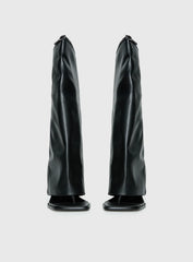 Burning Daylight Open Toe Knee High Boots Black