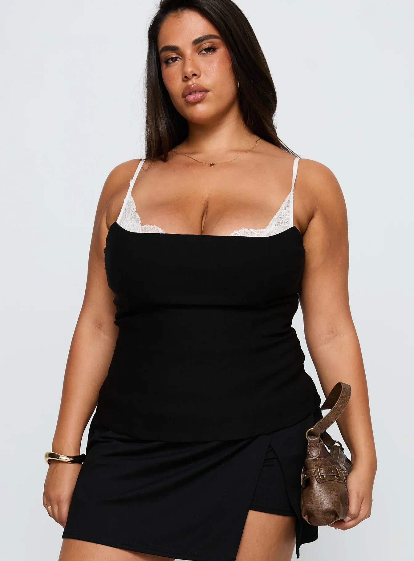 Renaissance Corset Lace Top Black White Curve