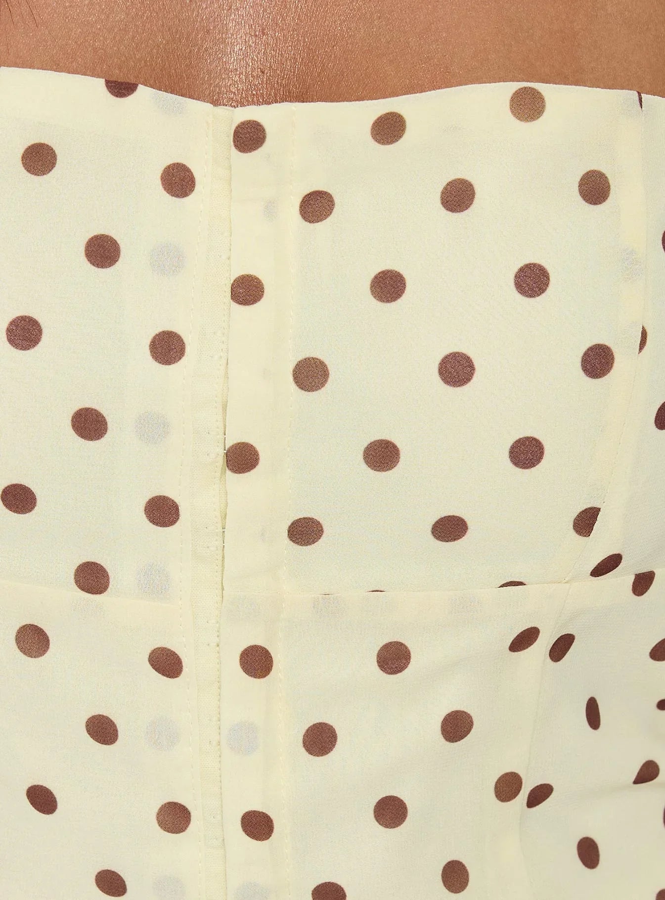 Bon Bon Tie Neck Top Yellow Brown Polka