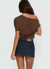 Nicolina Low Rise Denim Mini Skirt Raw Denim