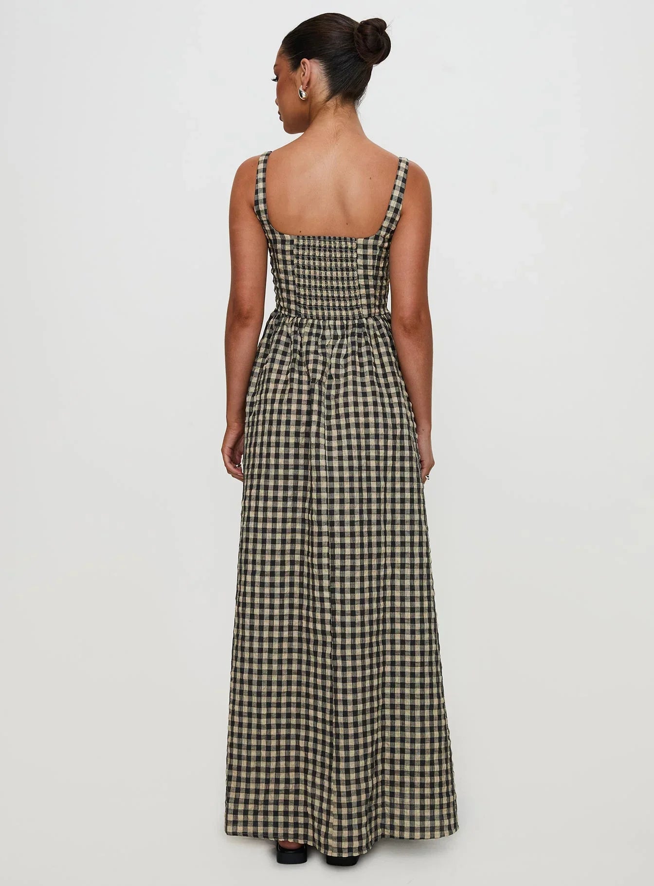 Cartmel Check Maxi Dress Black Cream Tall