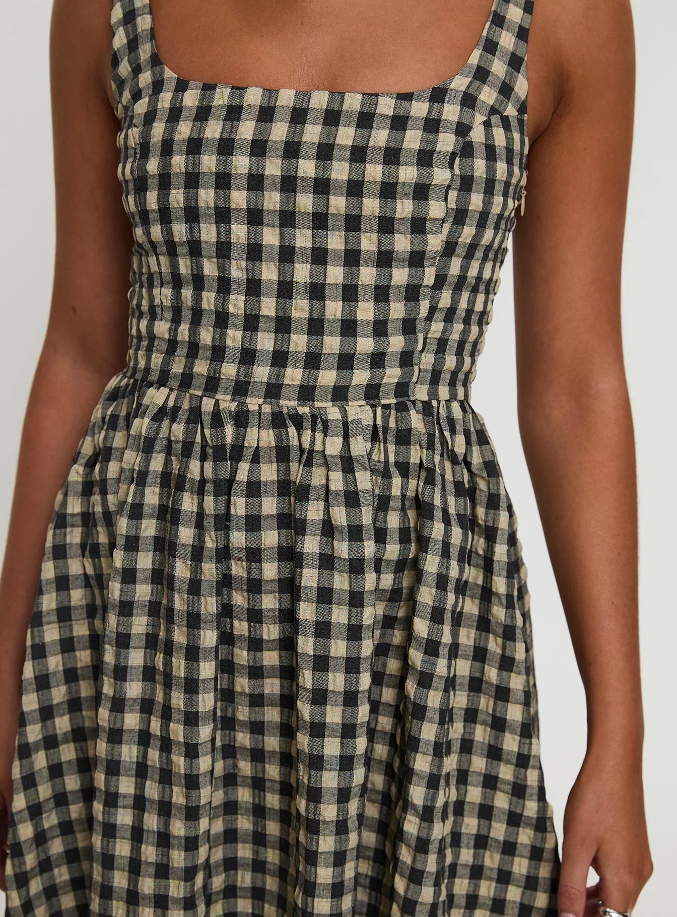 Cartmel Check Maxi Dress Black Cream