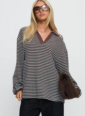 Rigbys Collared Jumper Brown Blue Stripe