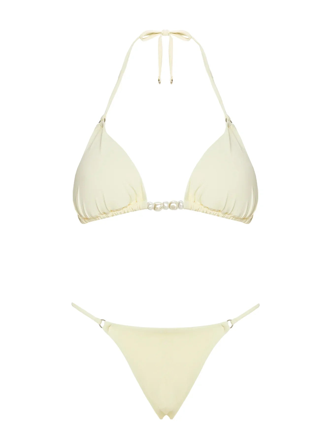 Adrah Beaded Triangle Bikini Top Yellow