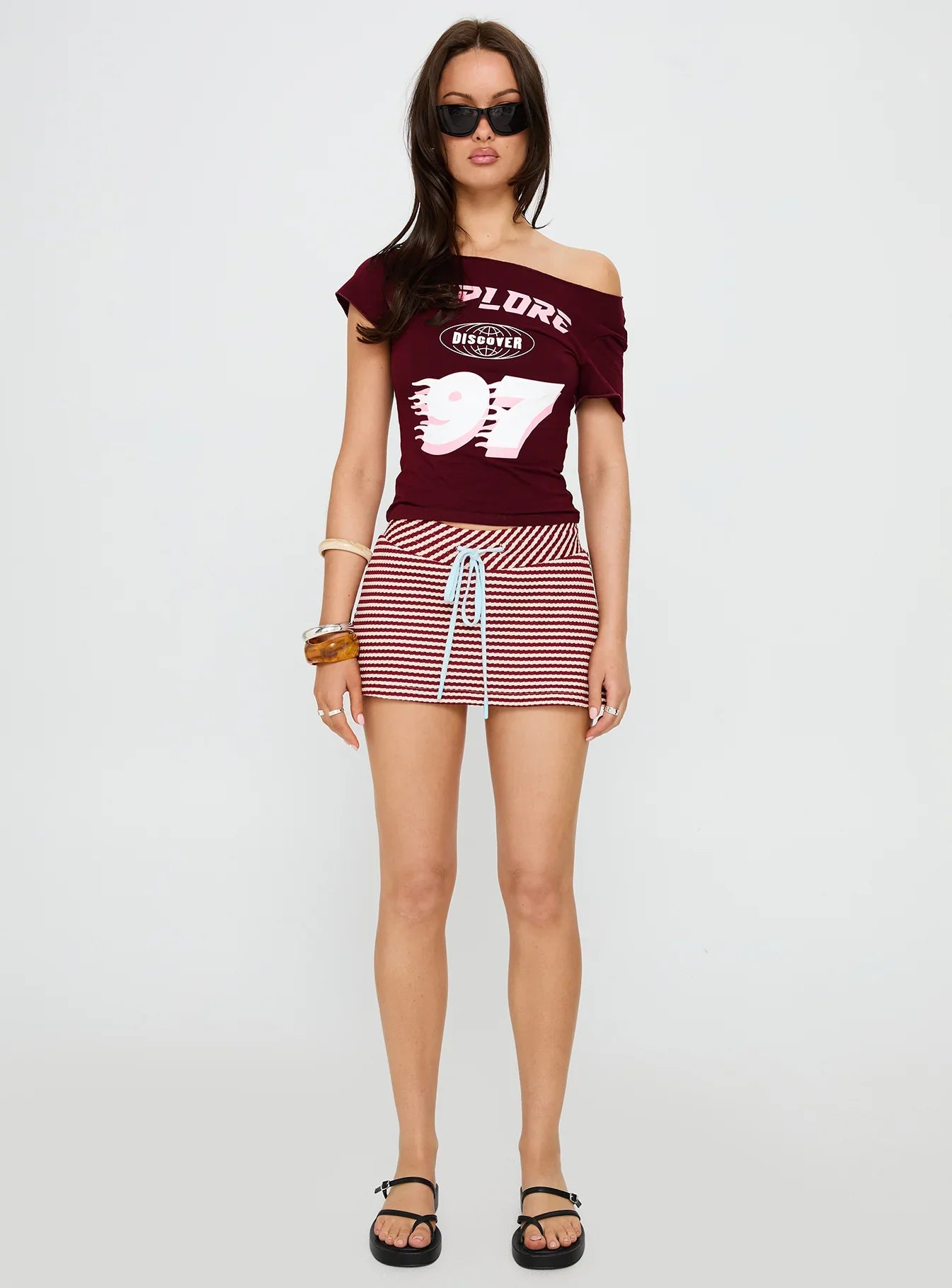Bexi Textured Skort Red White Stripe