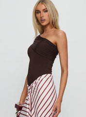Celyra One Shoulder Bodysuit Chocolate