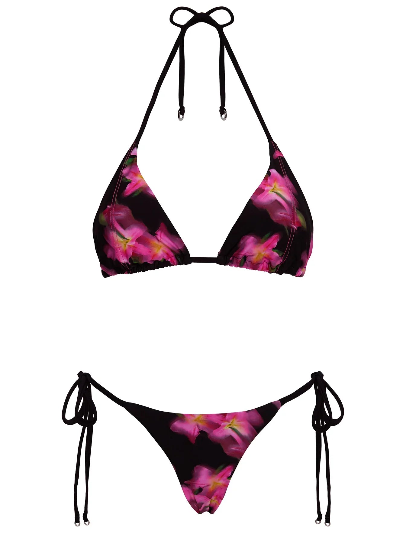 Fluera High Side Tie Bikini Bottoms Black Multi
