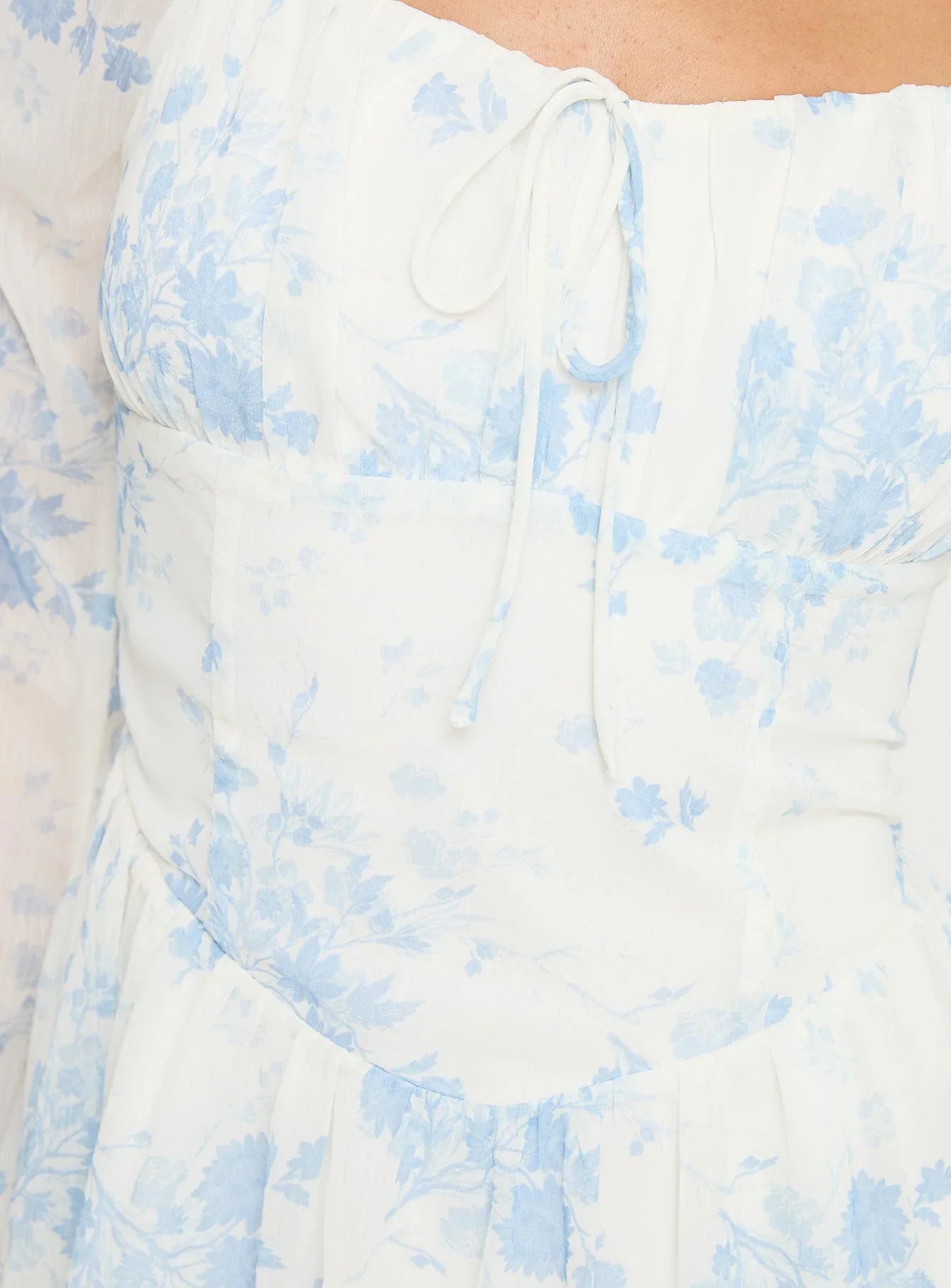Robertstone Long Sleeve Mini Dress White Blue Floral
