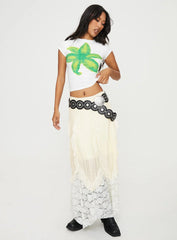 Tiona Summer Flower Top White Lime