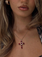 Jacintha Necklace Gold Red