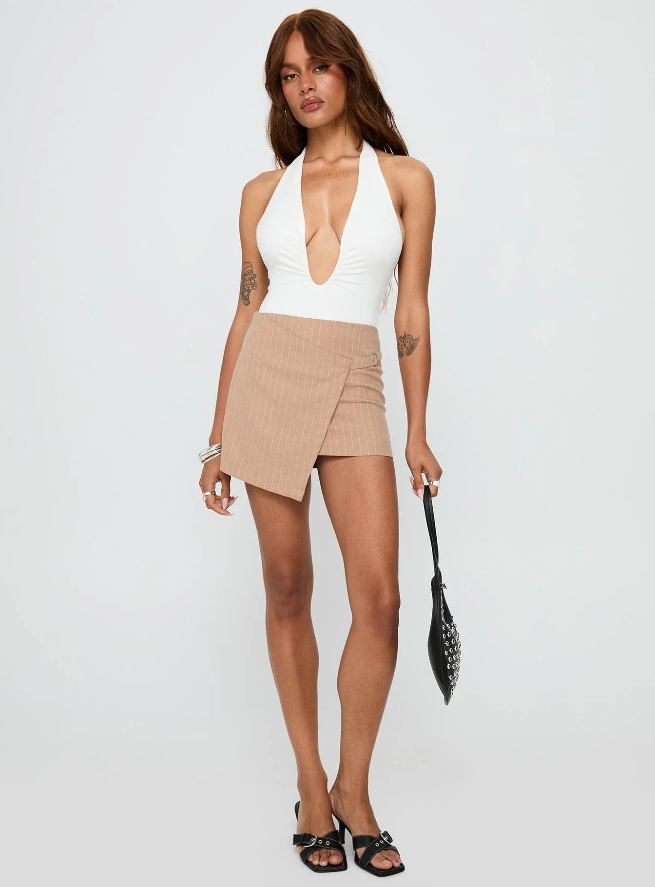 Emmalyne Plunge Neck Bodysuit White