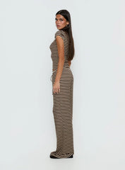Gavrielle Jersey Wide Leg Pants Chocolate Cream Stripe