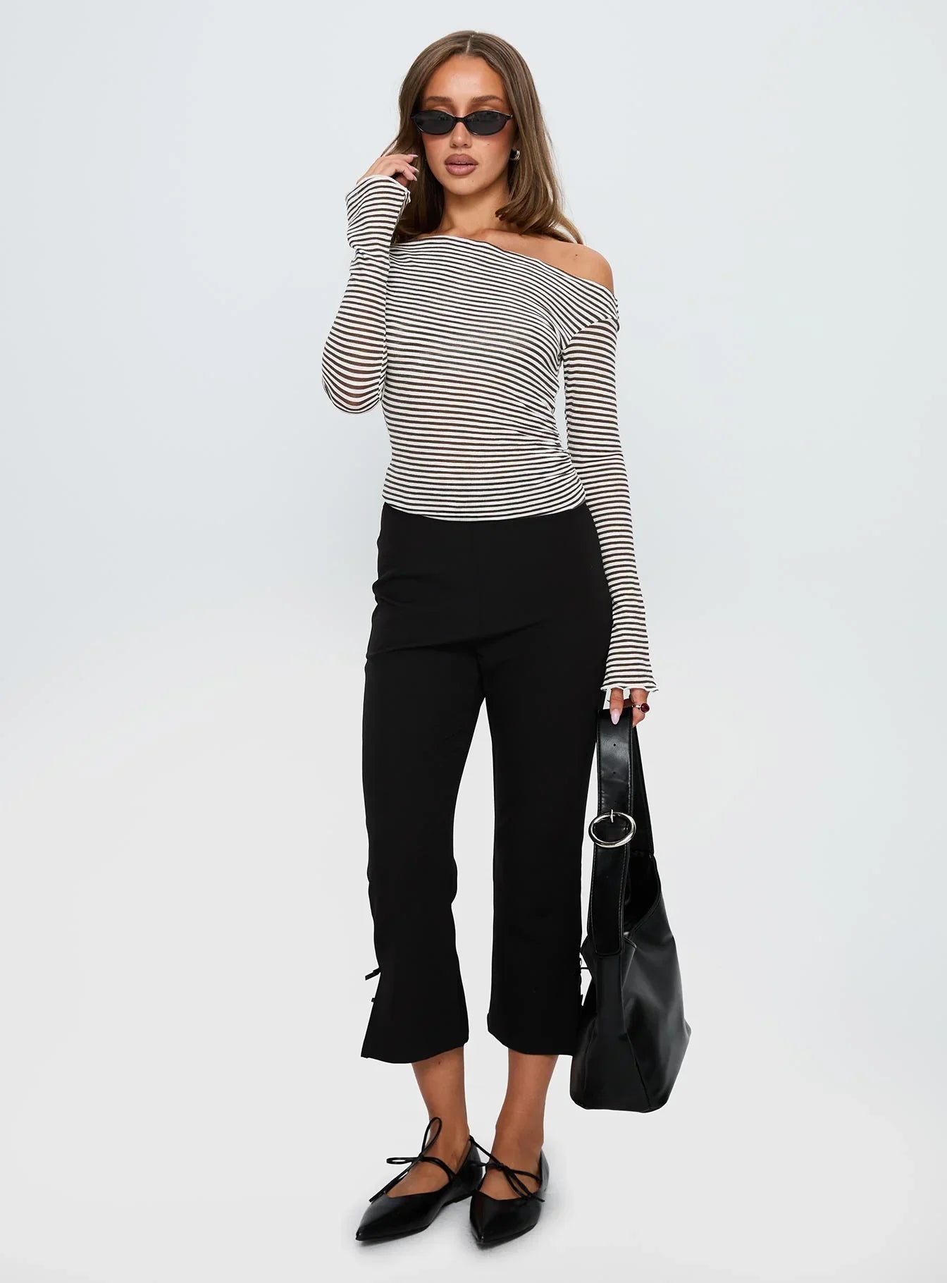 Synergies Long Sleeve Top Brown White Stripe