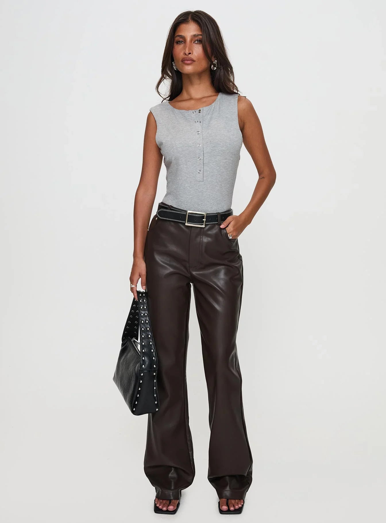 Good Impression Button Up Bodysuit Grey