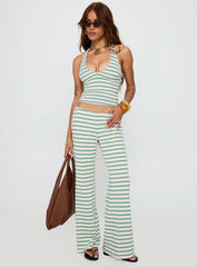 Anora Halter Wide Leg Set Blue White Stripe