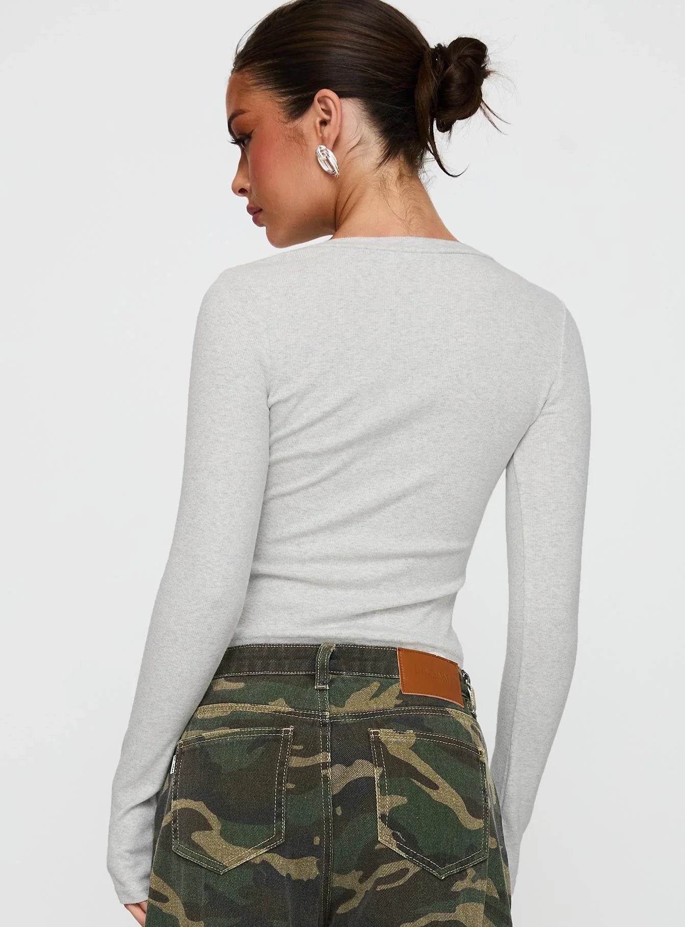 Sandra Dee Knit Top Grey Marle
