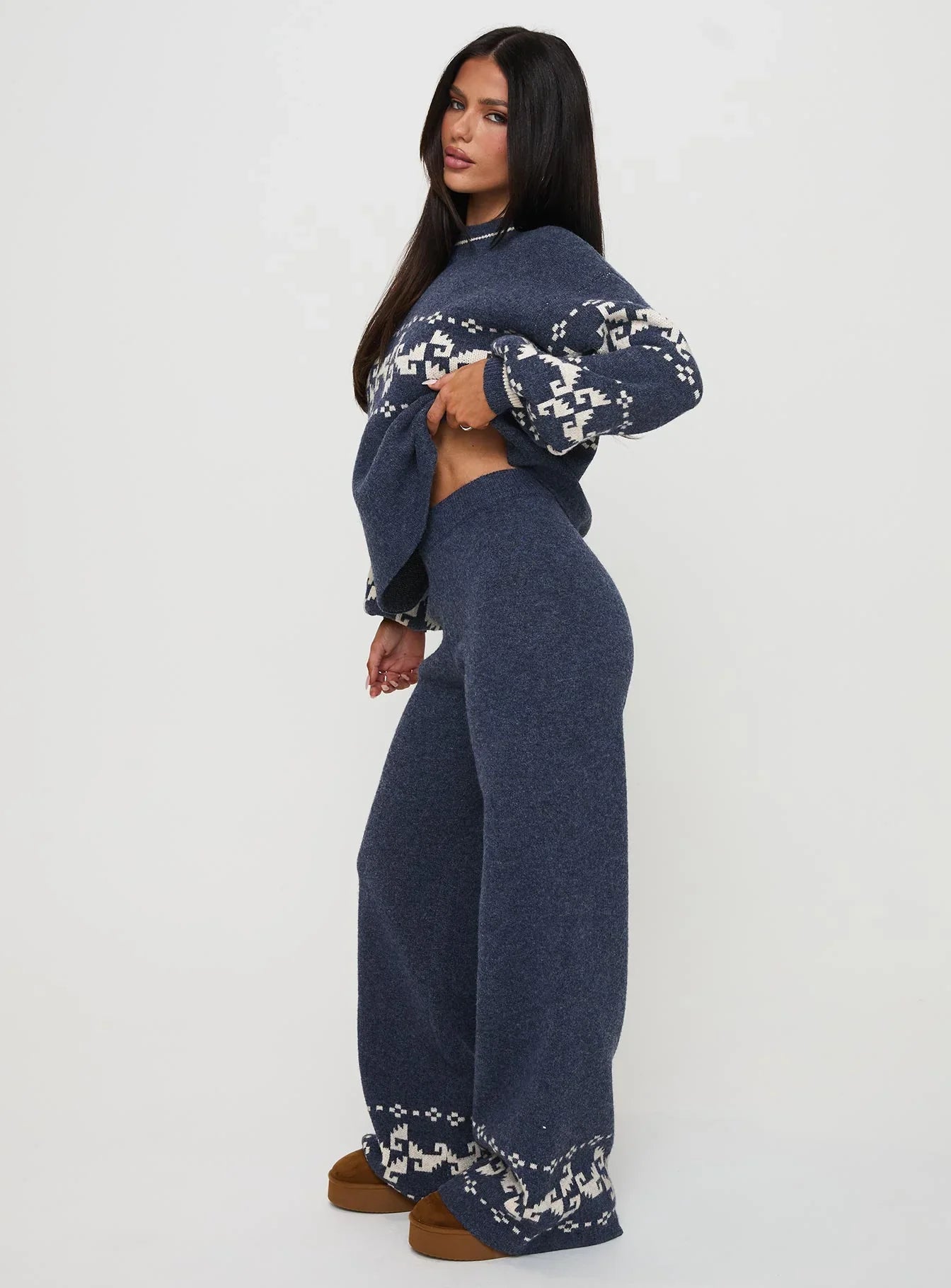 Alpine Knit Pants Navy Cream