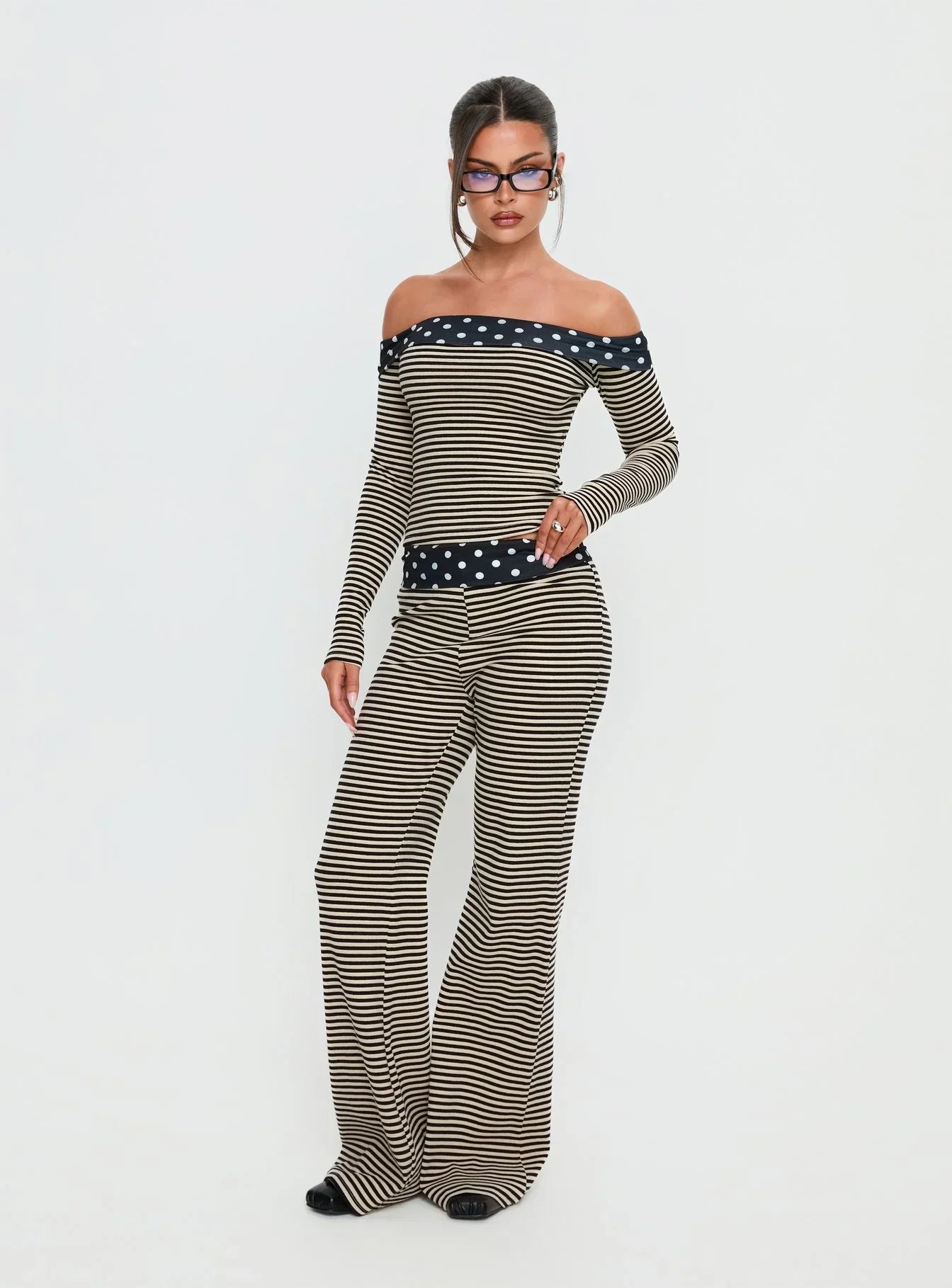 Virenna Fold Over Pants Black Multi