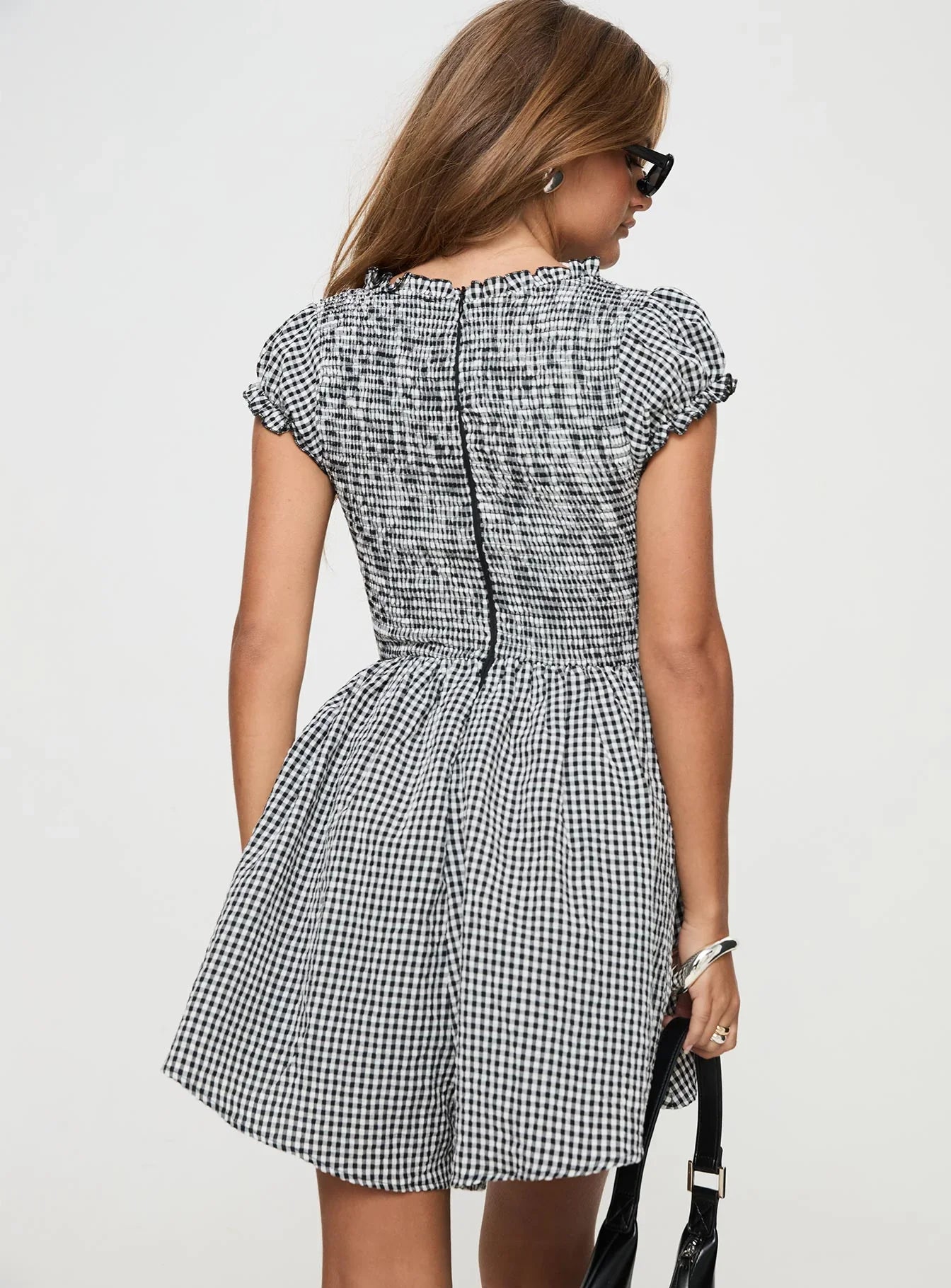 Wescott Gingham Romper Black White Tall