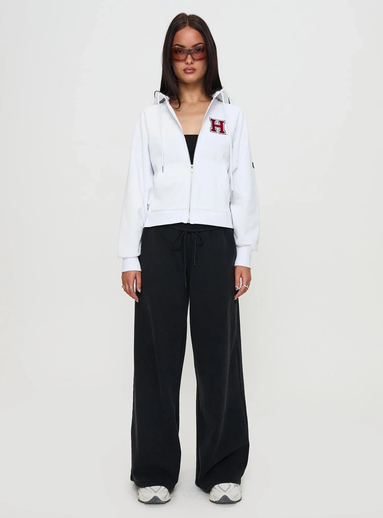 Harvard Raglan Zip Up White Red
