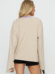 Settle Down Long Sleeve Top Lilac Lemon Stripe