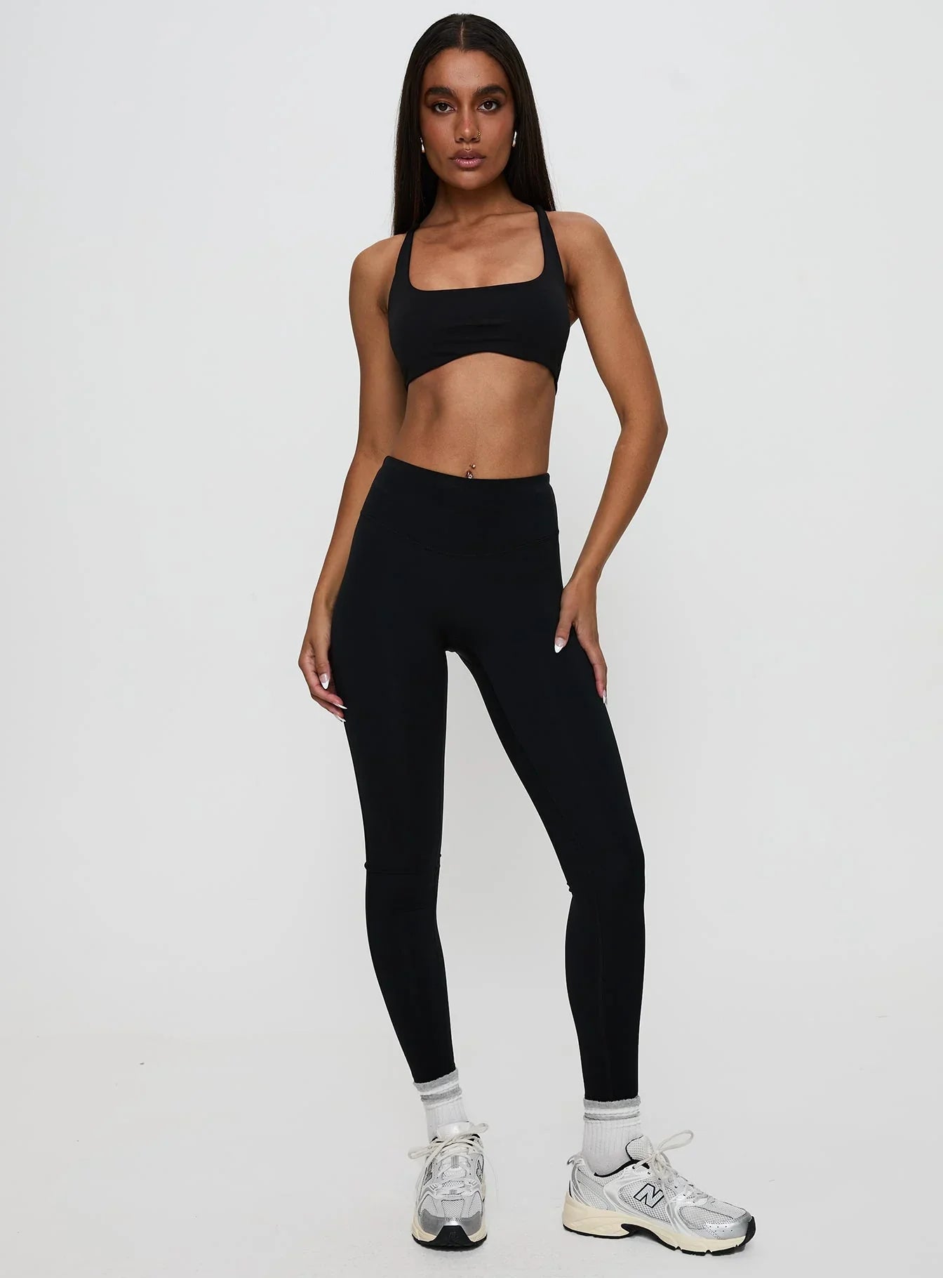 Finish Line Active Cross Back Top Black