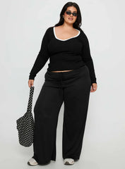Baseline V Neck Long Sleeve Top Black White Curve
