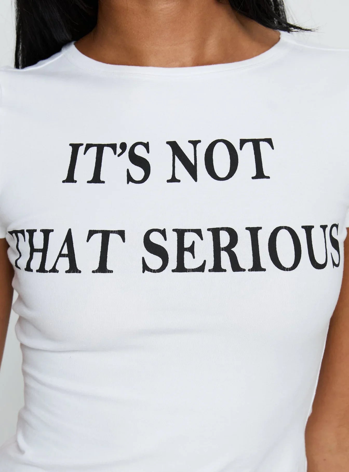Its Not That Serious Graphic Baby Tee White Black