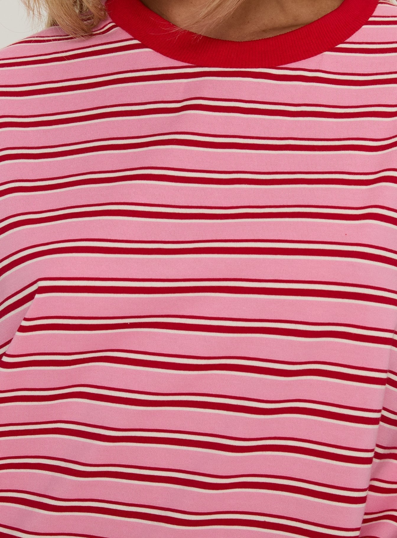 Settle Down Long Sleeve Top Pink Red Stripe