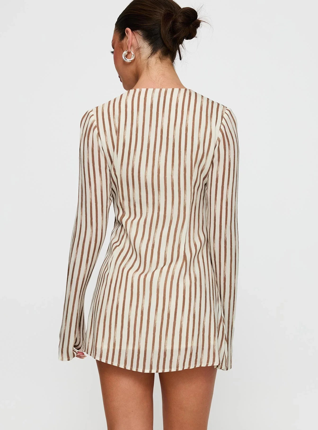 The Good Life Mini Dress Brown White Stripe