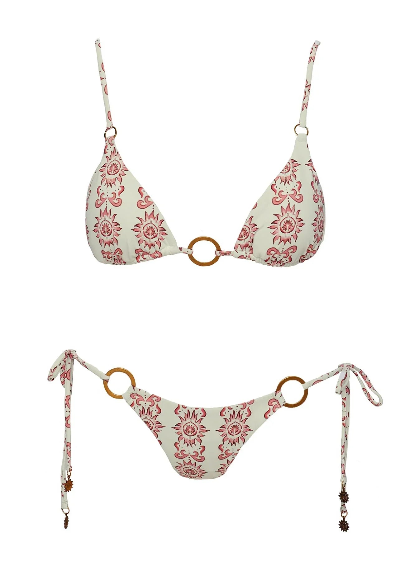 Salmar Triangle Ring Bikini Top White Red