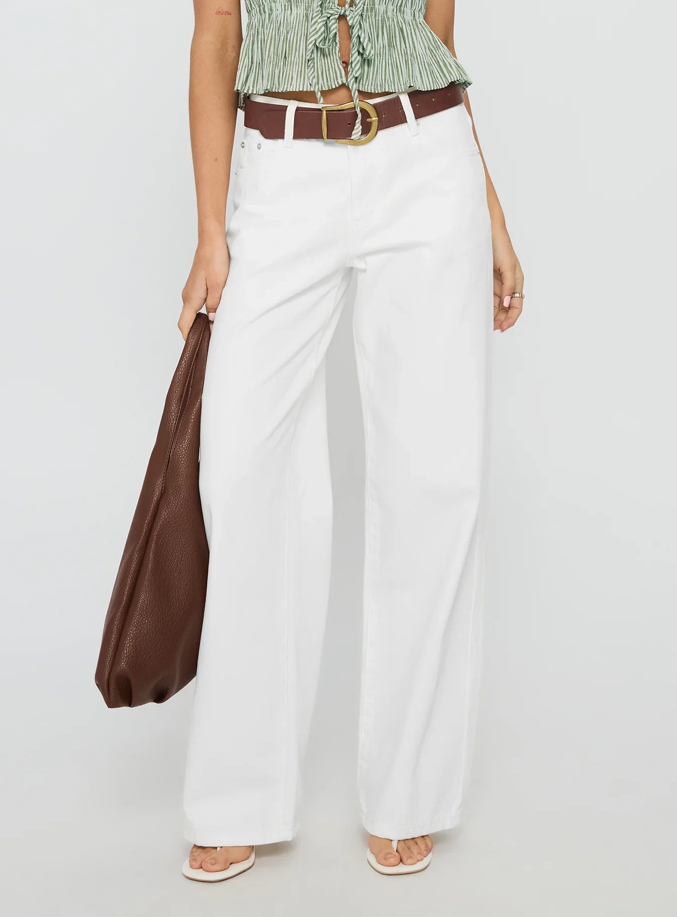 Serenitia Mid Rise Straight Leg Relaxed Jeans White Wash