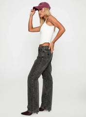 Better Half Low Rise Straight Leg Jeans Charcoal