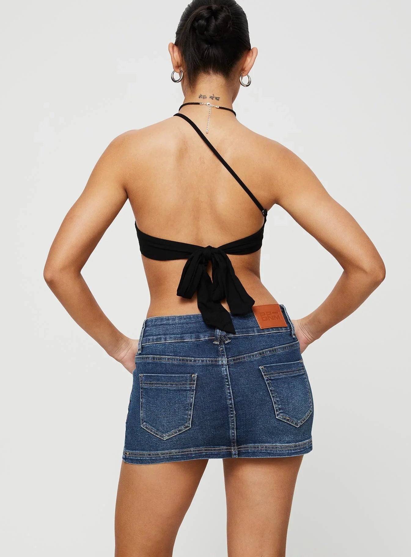 Faya Low Rise Denim Mini Skirt Dark Blue