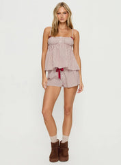 Chill Club Sleep Peplum Top Red White Stripe
