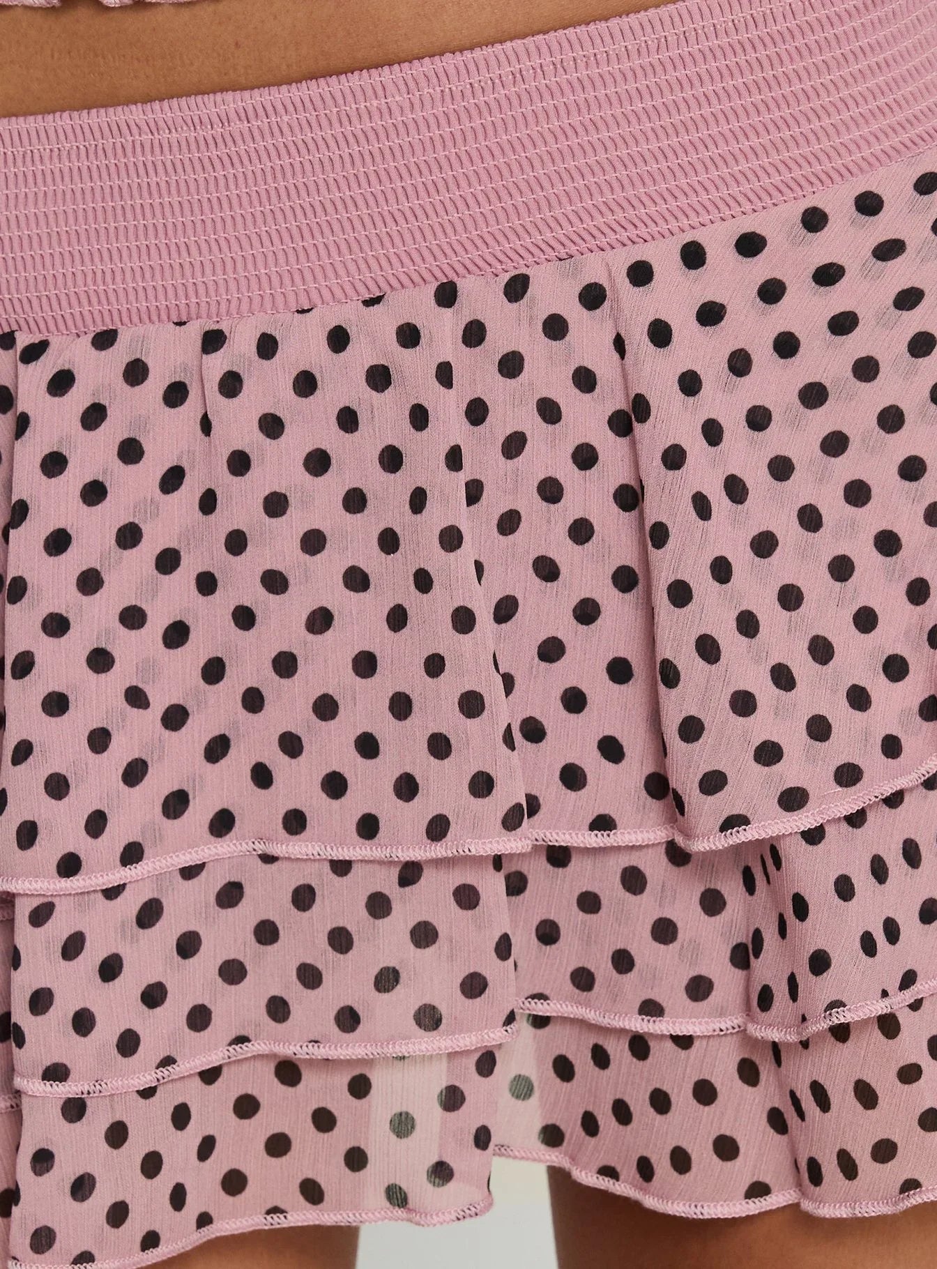 Ready To Party Frill Skort Pink Black Polka