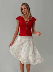 Charisse Asymmetrical Midi Skirt Floral