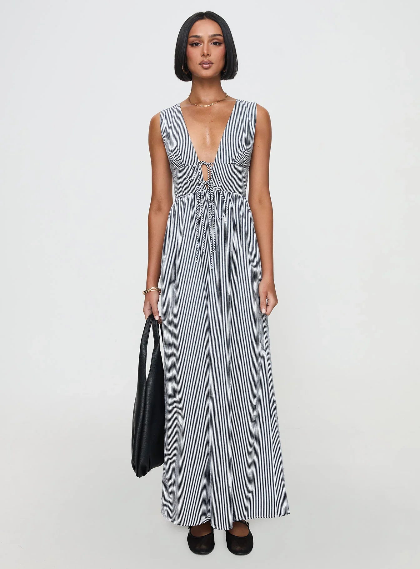 Pokey Maxi Dress Black White Stripe