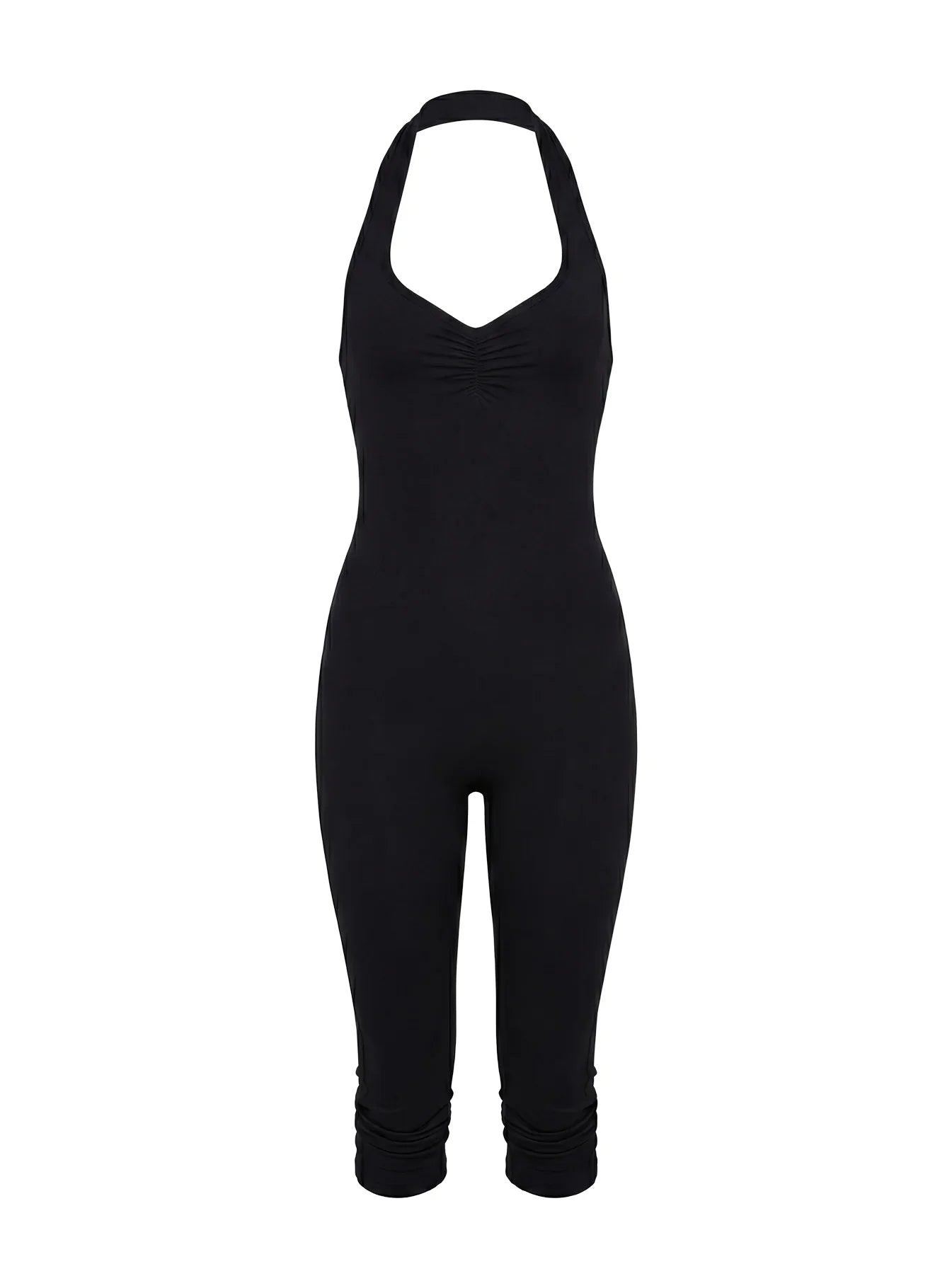 Emmott 3 4 Halter Jumpsuit Black